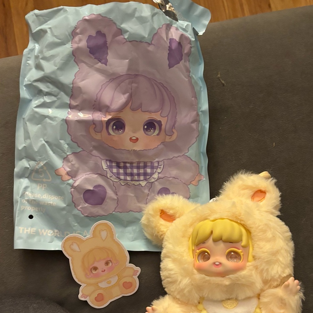 Cream Plush Costume Doll with Bear Hood - Cute Collectible